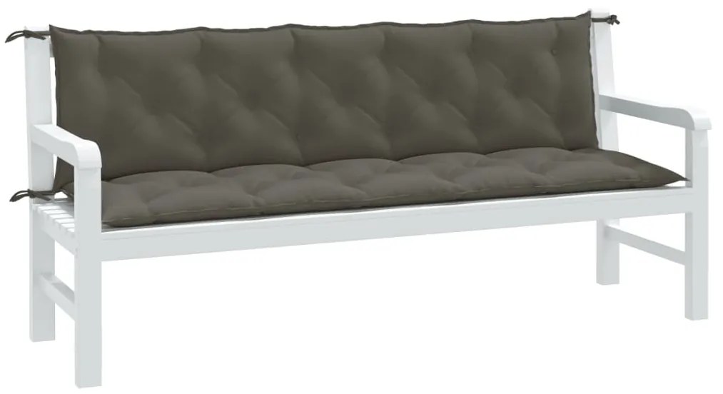 2 db melange sötétszürke szövet kerti padpárna 180 x 50 x 7 cm