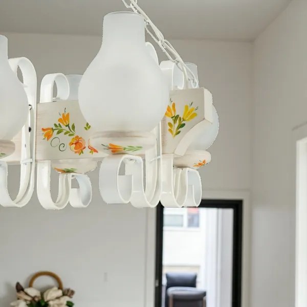 Brilagi - QUEEN láncos csillár 6xE14/40W/230V bükk/krém