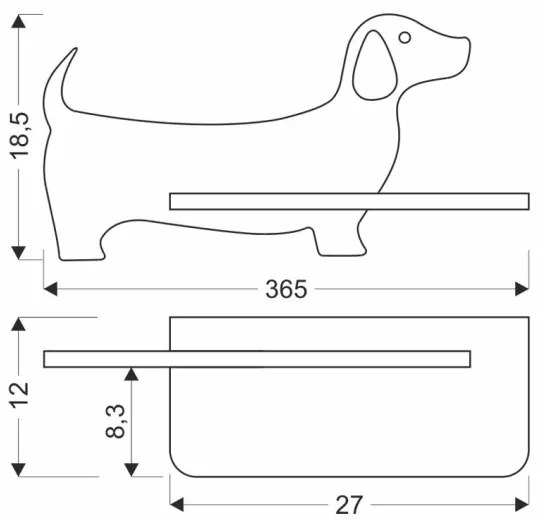 LED gyerekszoba falilámpa polccal DOG LED/5W/230V fekete/fa