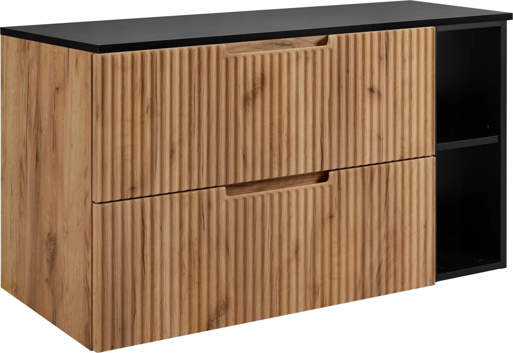 Fürdőszoba szekrény Mosdó Alá 80 tölgy fekete divatos Mdf Frontok