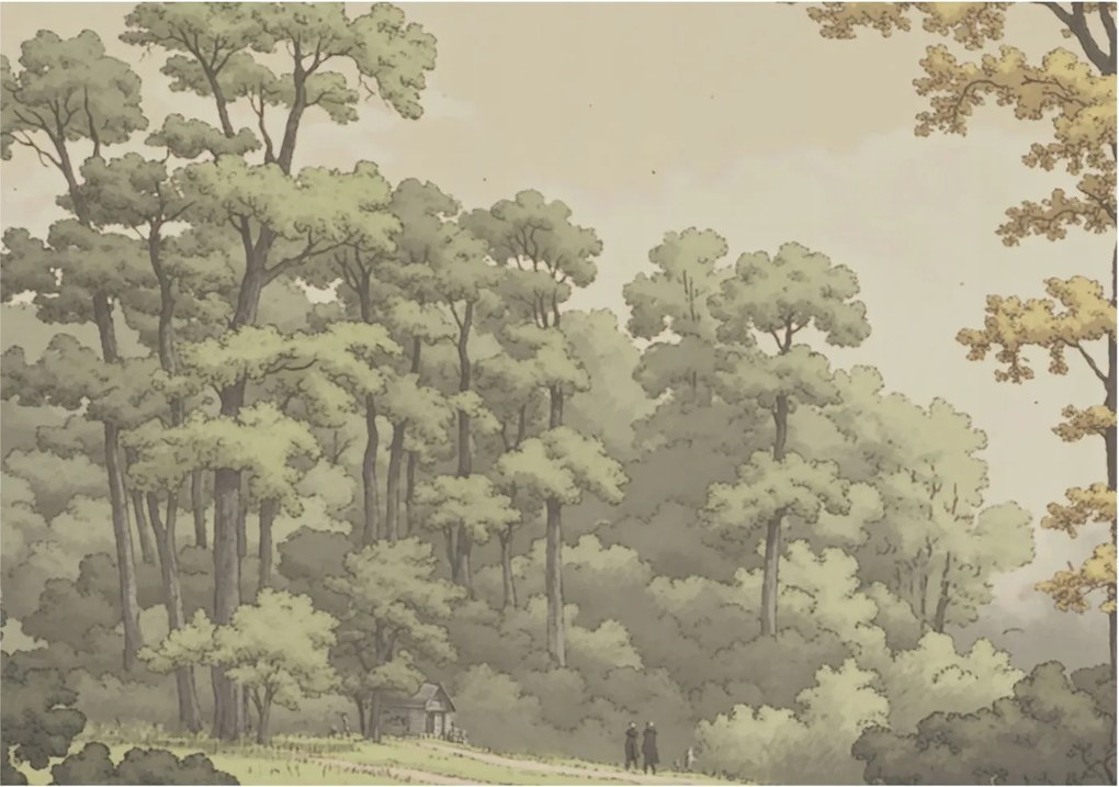 Flizelin tapéta Divatos 3D fali ragasztó Erdei idill 312x219 Ragasztó