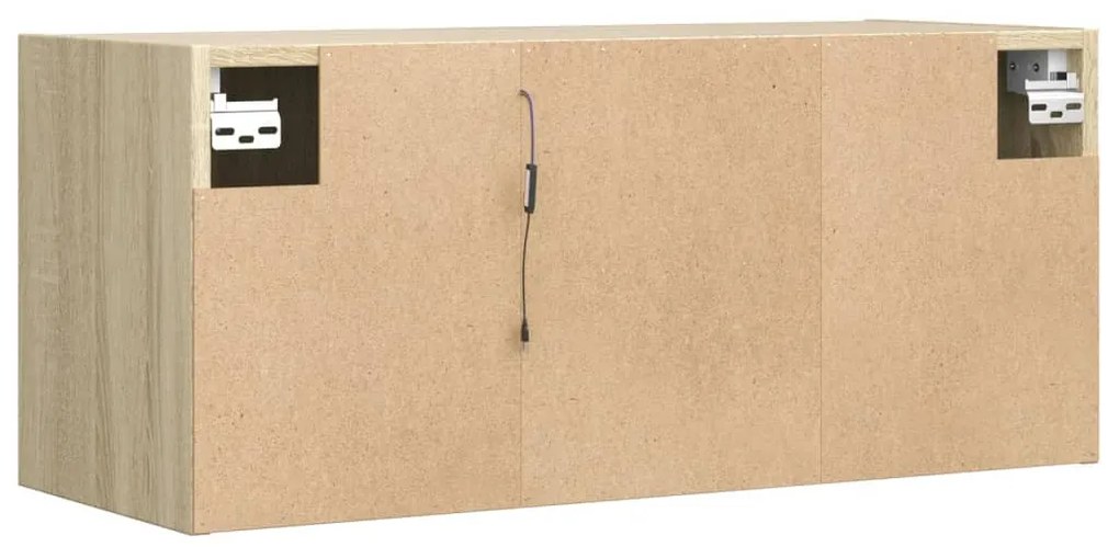 sonoma tölgy színű fali TV-szekrény LED-ekkel 80x31x35 cm