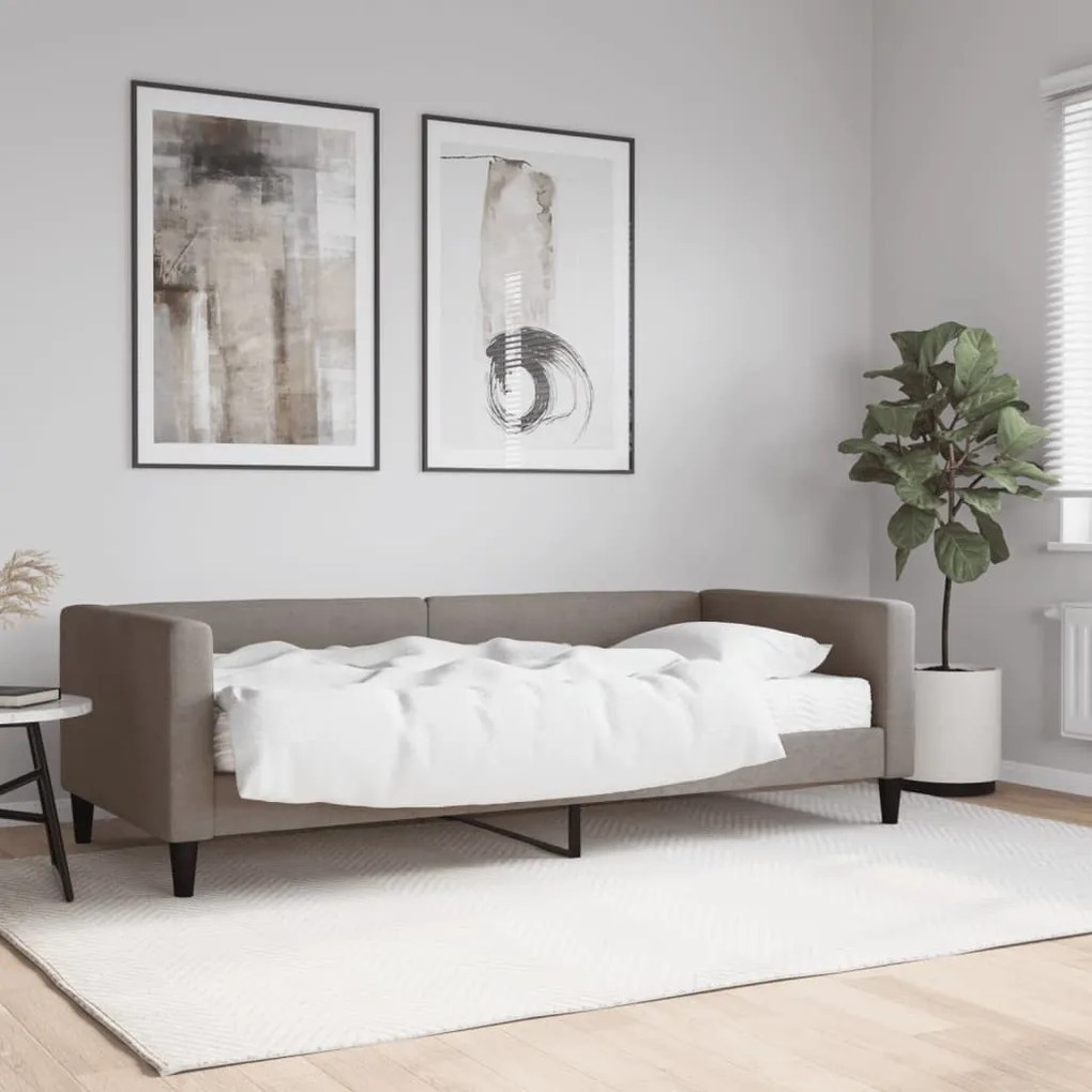 tópszínű szövet kanapéágy matraccal 90 x 200 cm