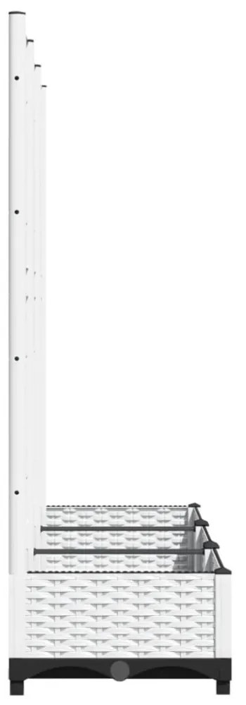 fehér polipropilén rácsos kerti ültetőláda 120 x 40 x 121,5 cm