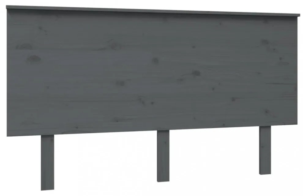 szürke tömör fenyőfa ágyfejtámla 144x6x82,5 cm