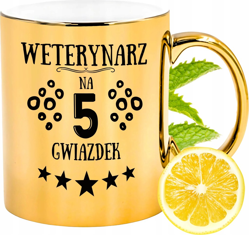 Arany csillogó bögre állatorvosnak ajándék fényképes nyomtatással