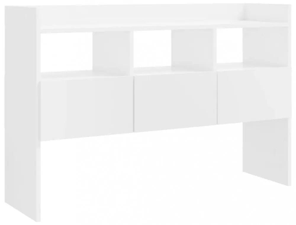 magasfényű fehér szerelt fa tálalószekrény 105 x 30 x 70 cm