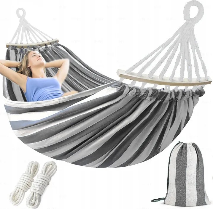 2 Személyes Függőágy Erős Kerti Napozóágy Hintaállvánnyal 270x150 WZ3 Korbi