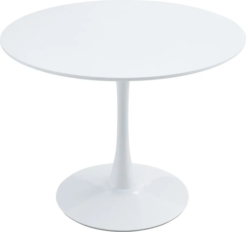 Étkezőasztal, kerek, fehér, matt, átmérő 110 cm, REVENTON NEW