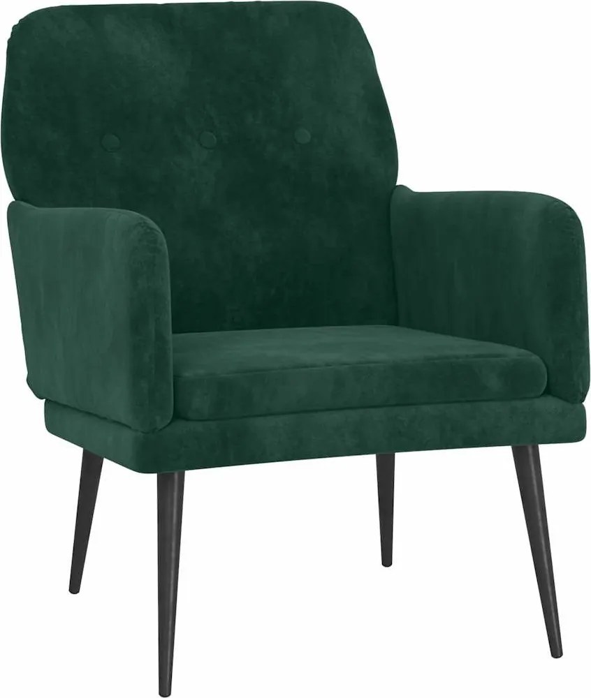 vidaXL sötétzöld bársonyfotel 62x79x79 cm