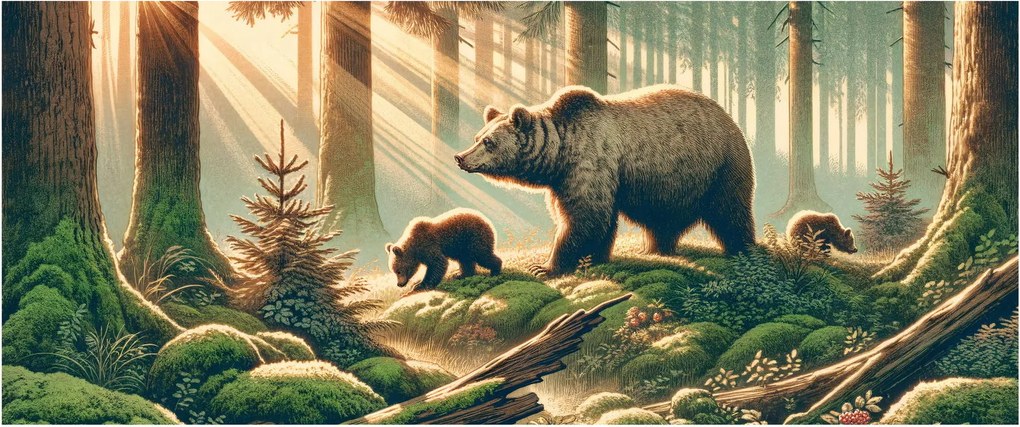 Kép - Medvék az erdőben (120x50 cm)