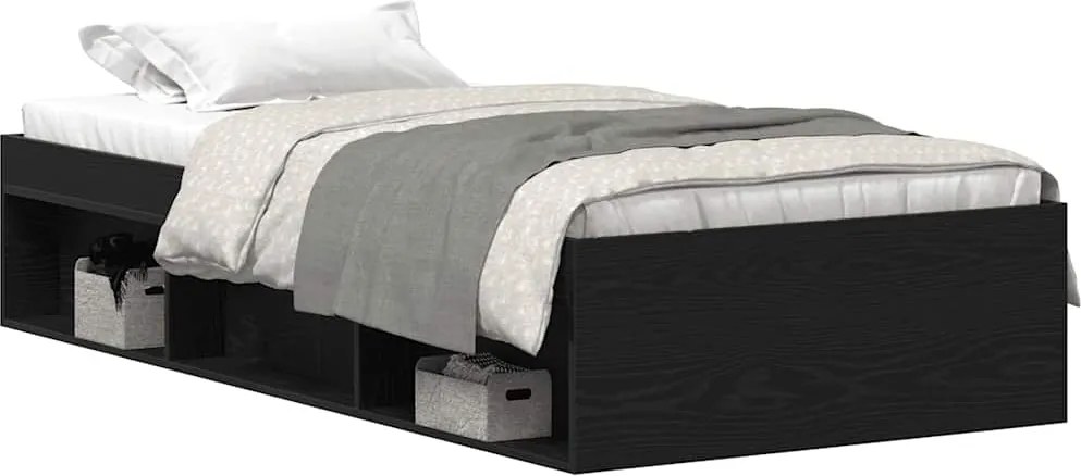 vidaXL fekete tölgy színű szerelt fa ágykeret matrac nélkül 75x190 cm