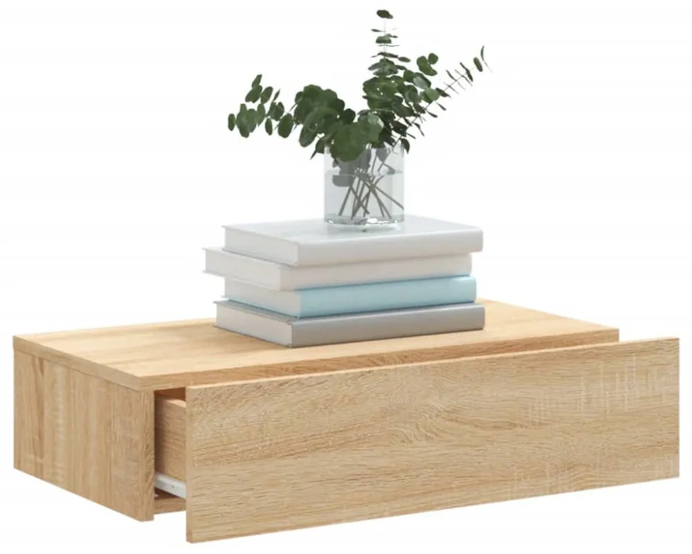 sonoma tölgyszínű TV-szekrény LED-lámpákkal 60x35x15,5 cm