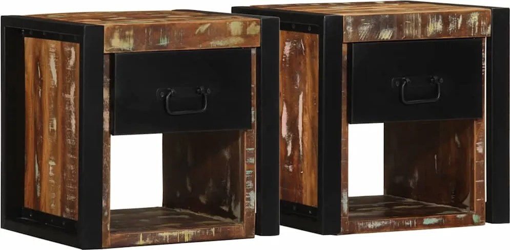 vidaXL 2 db tömör újrahasznosított fa éjjeliszekrények 40x35x40 cm