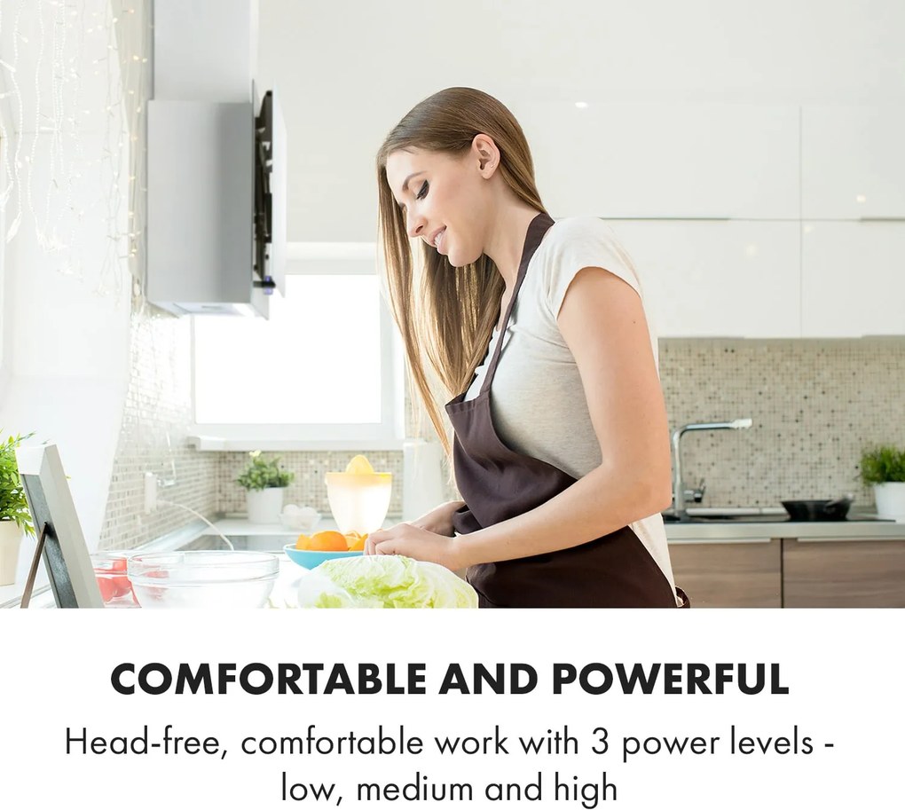 Klarstein Amelia, páraelszívó, 123 W, 60 x 47 x 23,5 cm, LED, érintő forgóvezérlő, fehér