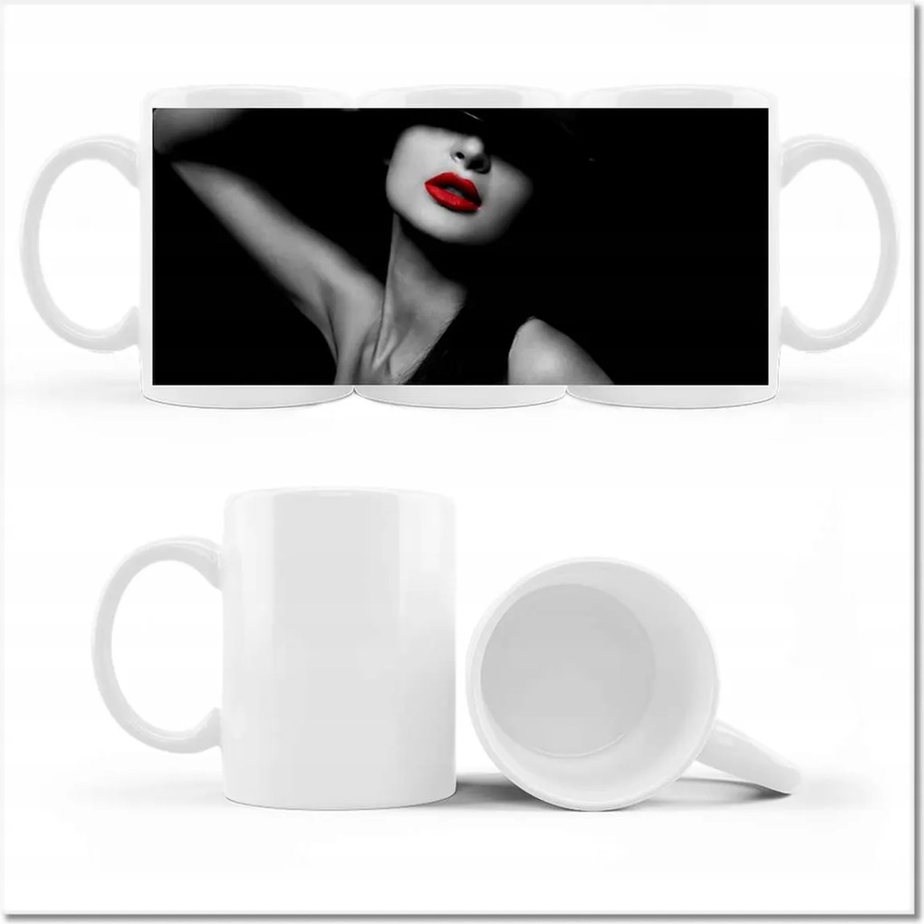 Nyomott mintás bögre Vörös ajkak Rúzs