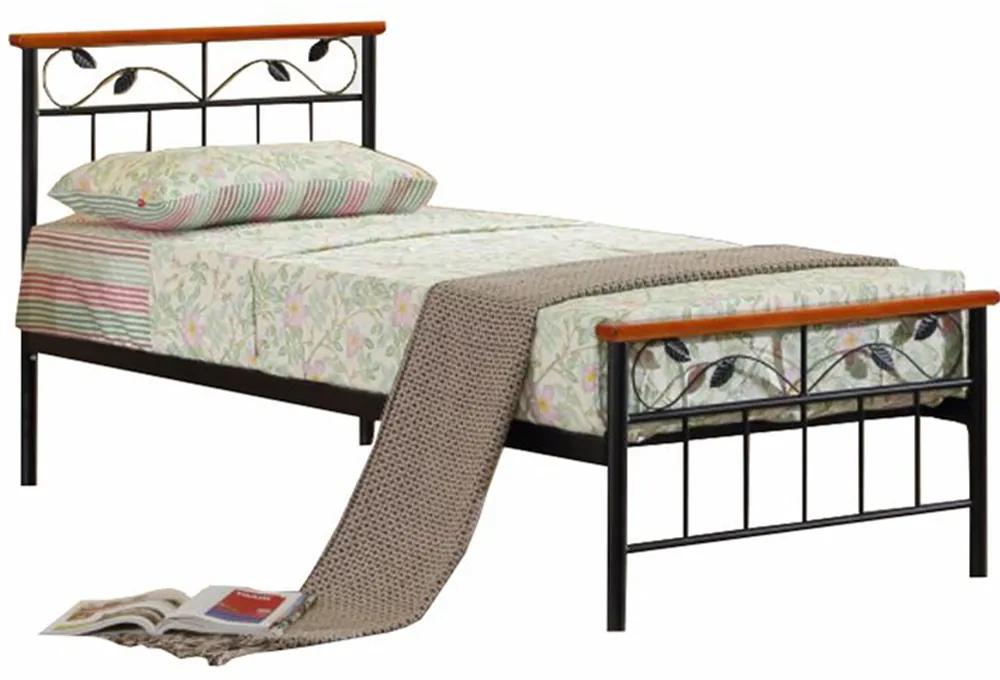 ágy lemezes ágyráccsal, cseresznyefa / fém, 90x200, MORENA