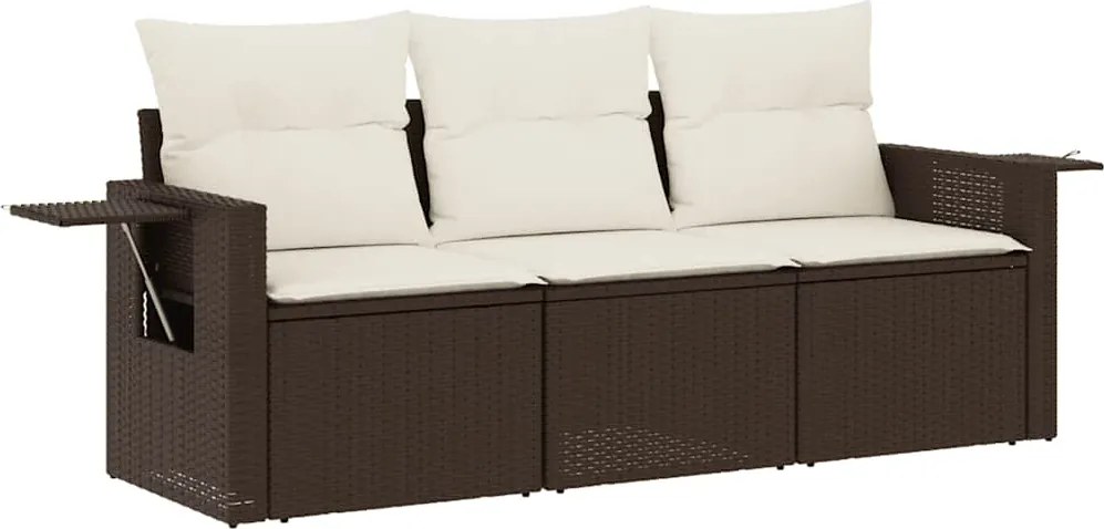 vidaXL 3 részes barna polyrattan kerti ülőgarnitúra párnával
