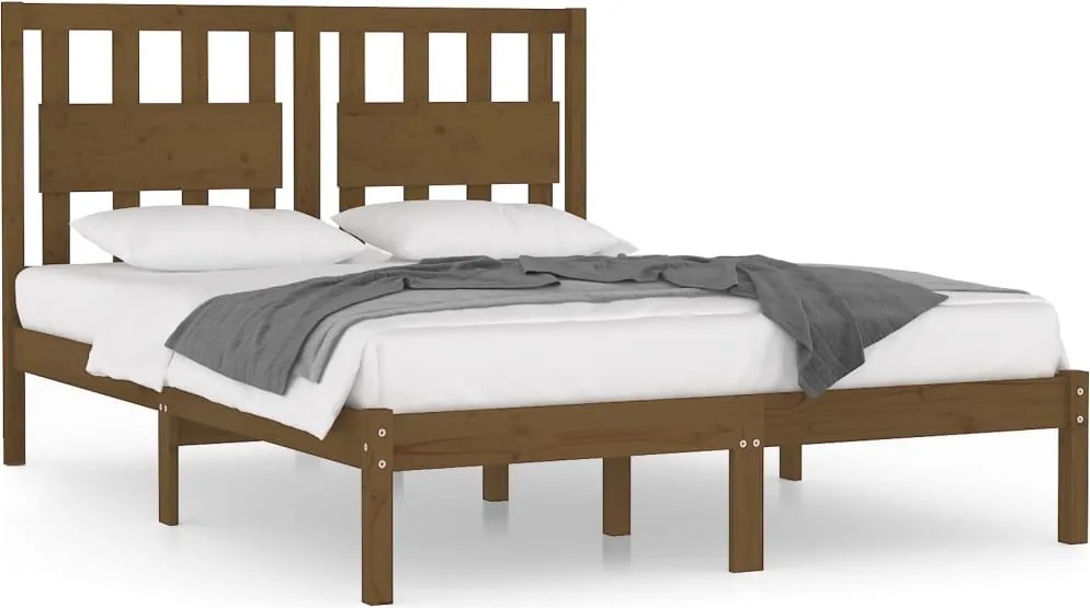 vidaXL mézbarna tömör fenyőfa ágykeret 200x200 cm