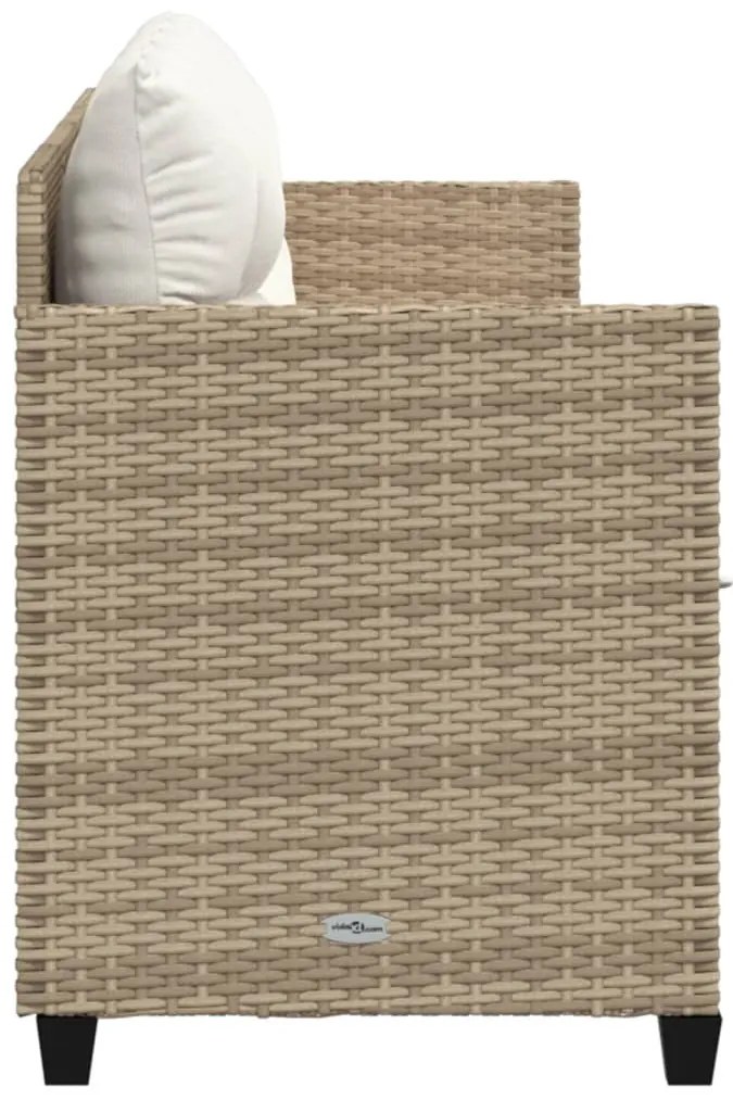 Bézs polyrattan napozóágy párnával