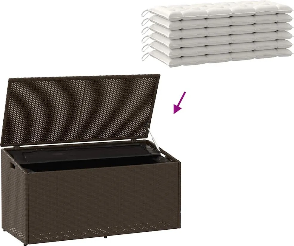 Barna Polyrattan Kerti Tárolóláda 110X50X58 Cm