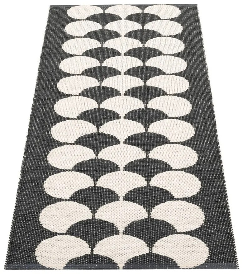 Fekete-krémszínű kültéri-beltéri futószőnyeg 70x150 cm Poppy Black Vanilla – Pappelina