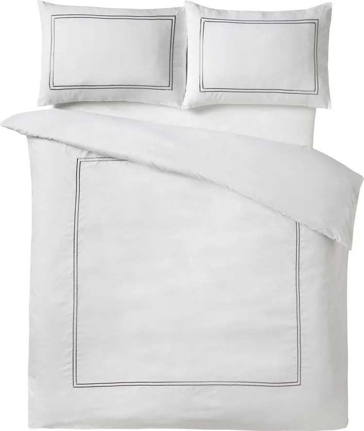 Fehér kétszemélyes háromrészes szatén ágyneműhuzat 200x200 cm So Soft Mono Satin Stitch – Catherine Lansfield