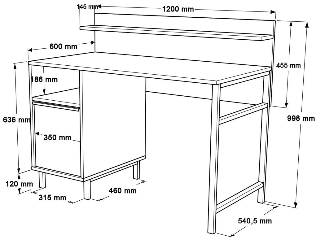 Íróasztal Onaferra 16 (fehér + fekete). 1106638