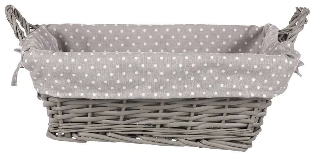 Fonott kosár szövettel szürke, 35 x 25 x 13 cm
