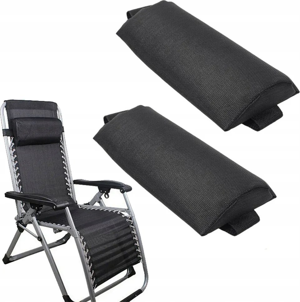 Összecsukható Légáteresztő Kültéri Napozóágy Párna 2 db Fekete Pp Pamut