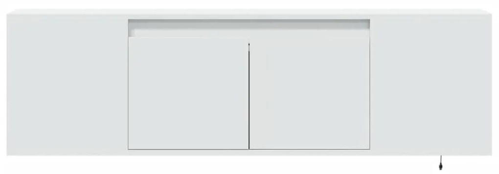 fehér falra szerelhető TV-szekrény LED-lámpákkal 135x31x39,5 cm