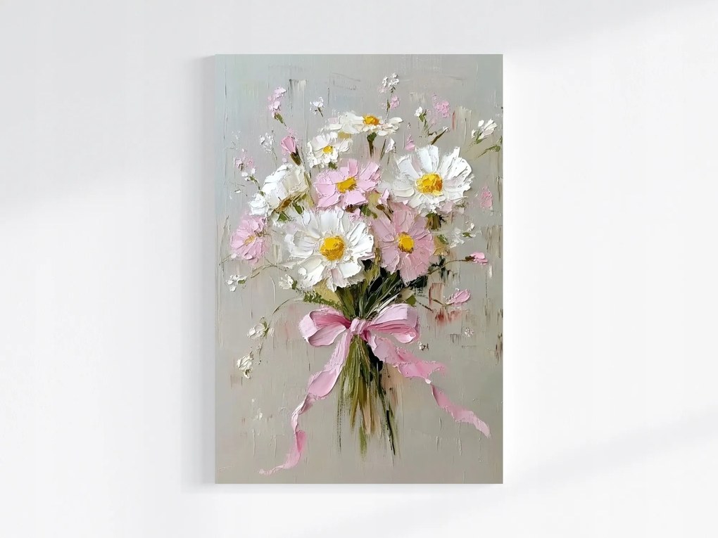 Vászonkép Canvas Olaj Impasto Mezei Virágok Margaréta Csokor 40x60