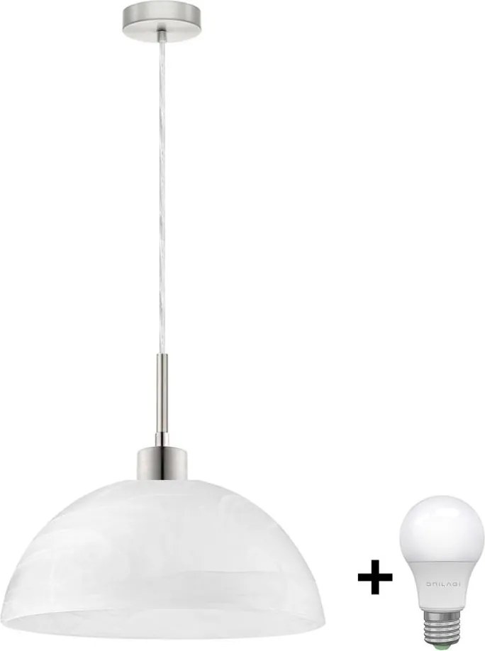 LED függeszték zsinóron 1xE27/60W/230V fehér/átlátszó