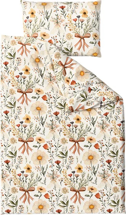 Polipamut ágynemű FLORAL RIBBON POLY krém színű Ágyneműhuzat mérete: 70 x 90 cm | 140 x 200 cm