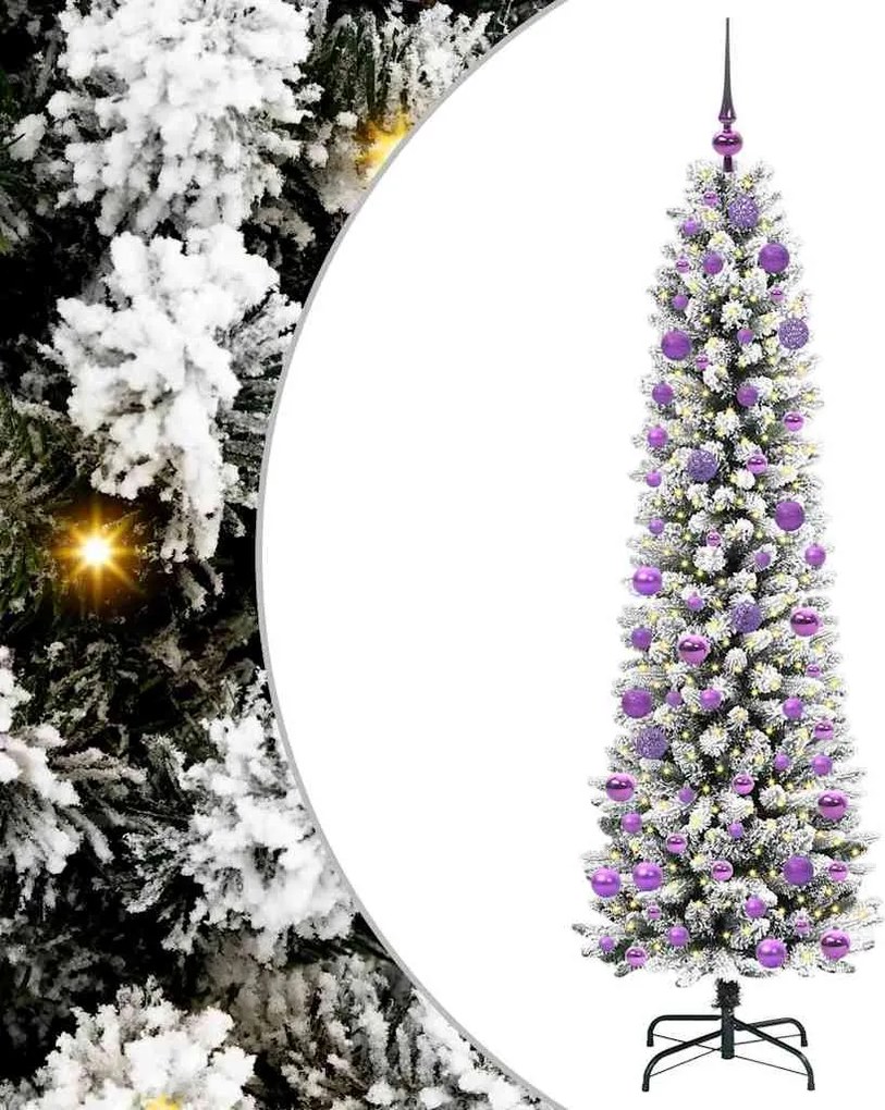 vidaXL Mű karácsonyfa 300 LED-del Fehér 180 cm PVC és Fém és Műanyag