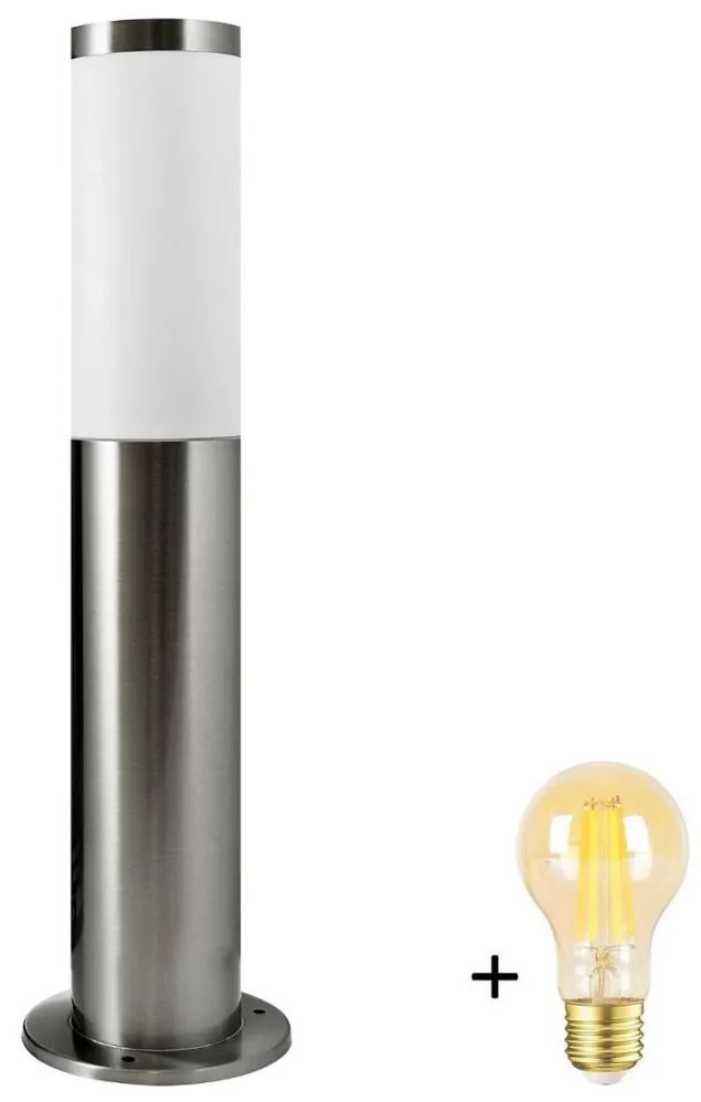 Polux LED fényerőszabályozható kültéri lámpa LIVIA 1xE27/6W/230V 45 cm IP44 ezüstszínű LEDSA0463B