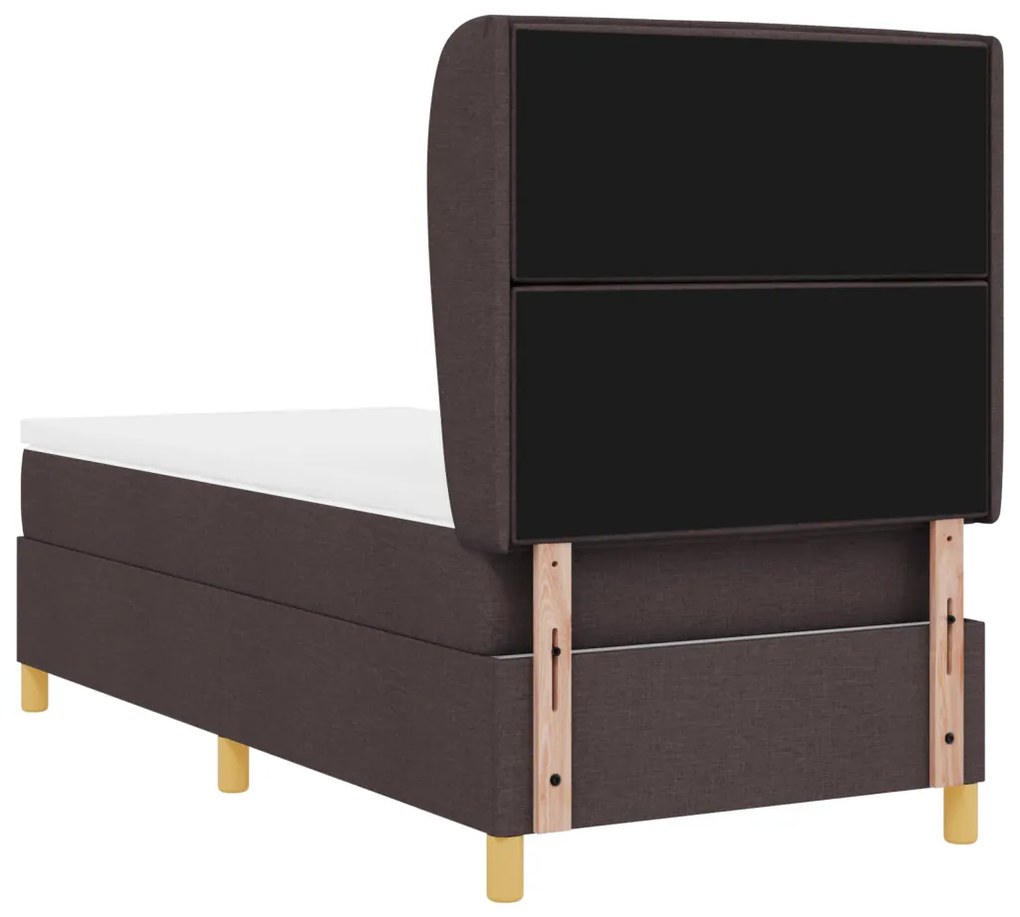 Boxspring Ágy Matrac nélkül Sötétbarna, 90x200 cm, Szövet