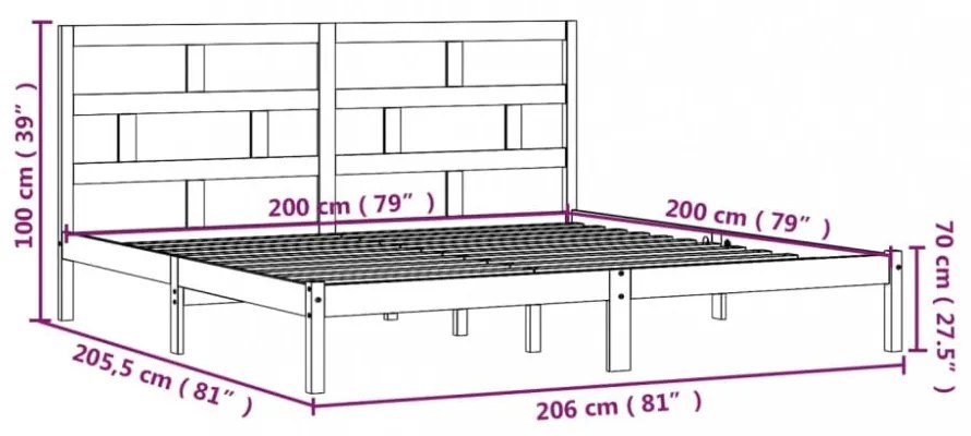 tömör fa ágykeret 200 x 200 cm