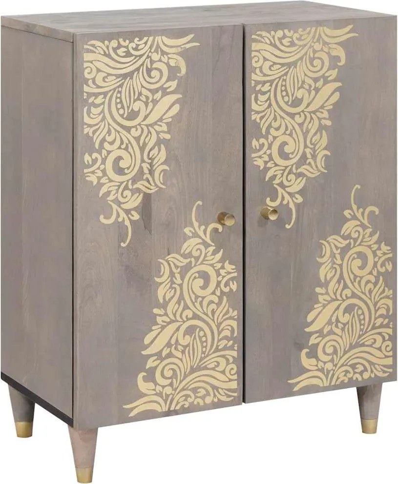 vidaXL Széf Szürke és Arany 60 x 33 x 75 cm Tömör Mangófát