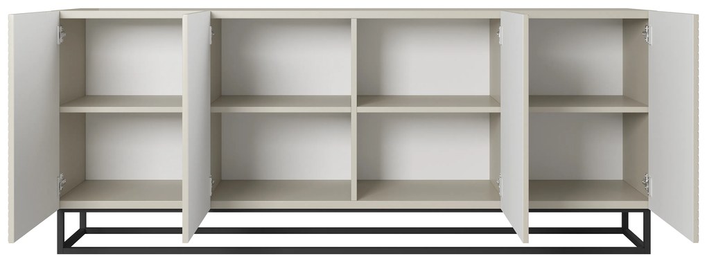 Asha komód 200 cm négyajtós - kasmír / fekete láb