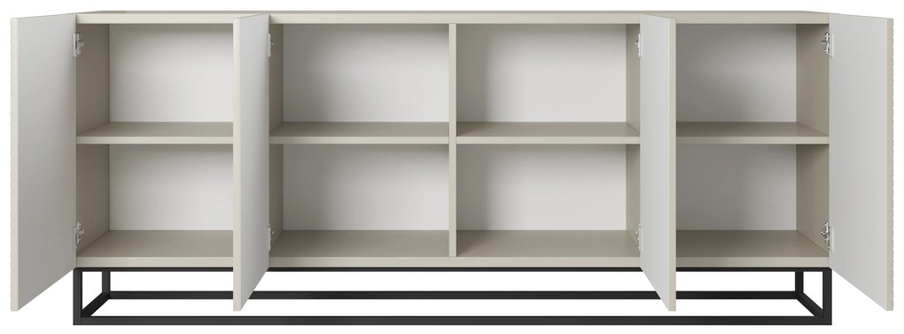 Asha négyajtós komód 200 cm - kasmír / fekete keret