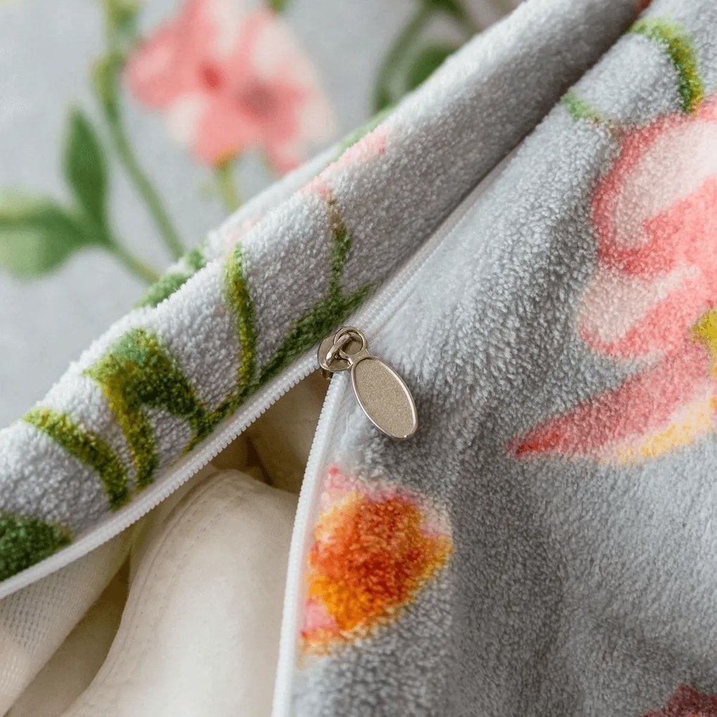 Mikroplüss ágyneműhuzat RÓZSASZÍN PILLANGÓ szürke Ágyneműhuzat mérete: 70 x 80 cm | 140 x 200 cm