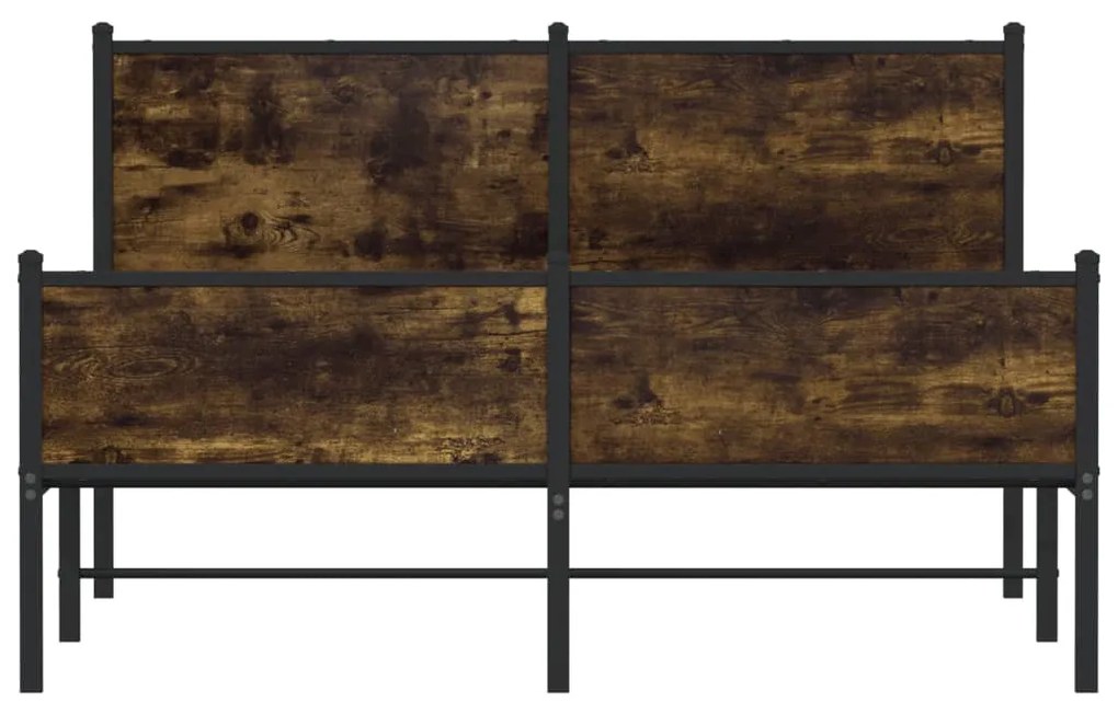 füstös tölgy színű fém ágykeret matrac nélkül 137 x 190 cm
