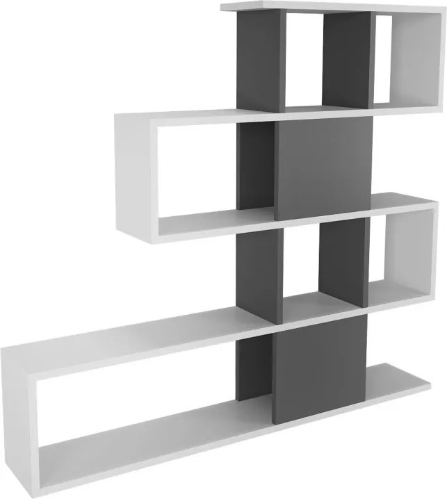 Karlin könyvespolc, fehér-antracit, 120 cm