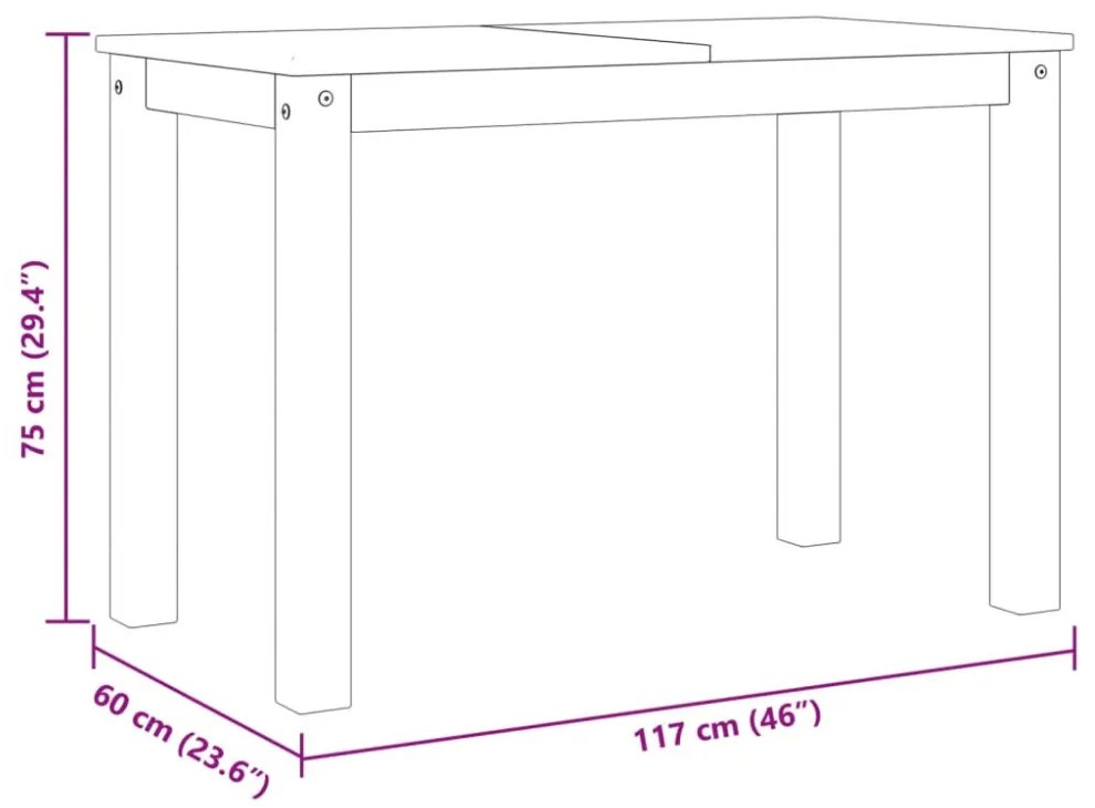 Panama fehér tömör fenyőfa ebédlőasztal 117 x 60 x 75 cm