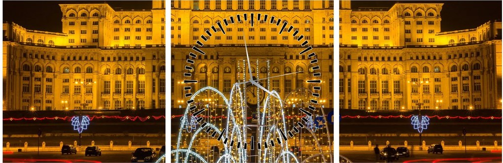 Kép - A Parlament palotája, Bukarest, Románia (órával) (90x30 cm)