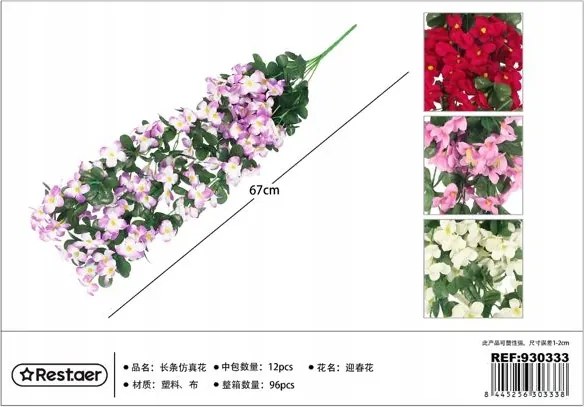 Mesterséges virágzó ág realisztikus dekoráció 67cm