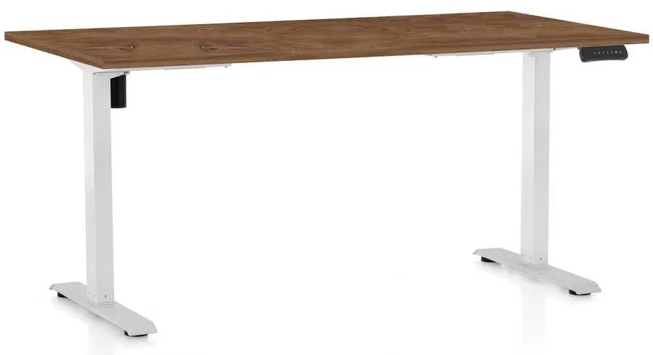 OfficeTech B állítható magasságú asztal, 160 x 80 cm, fehér alap, silverjack tölgy