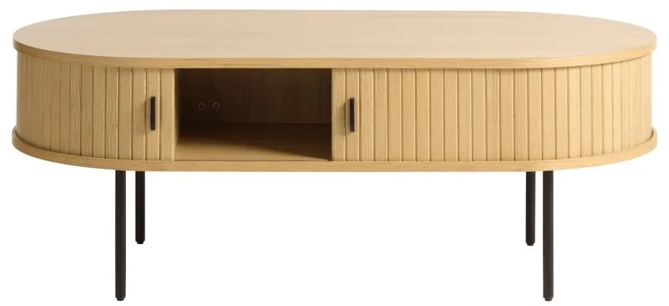 Natúr színű dohányzóasztal tölgyfa dekorral 60x120 cm Nola – Unique Furniture