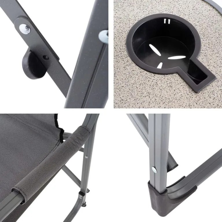 DIVERO Kempingszék szett 4 db 300D szürke + asztal